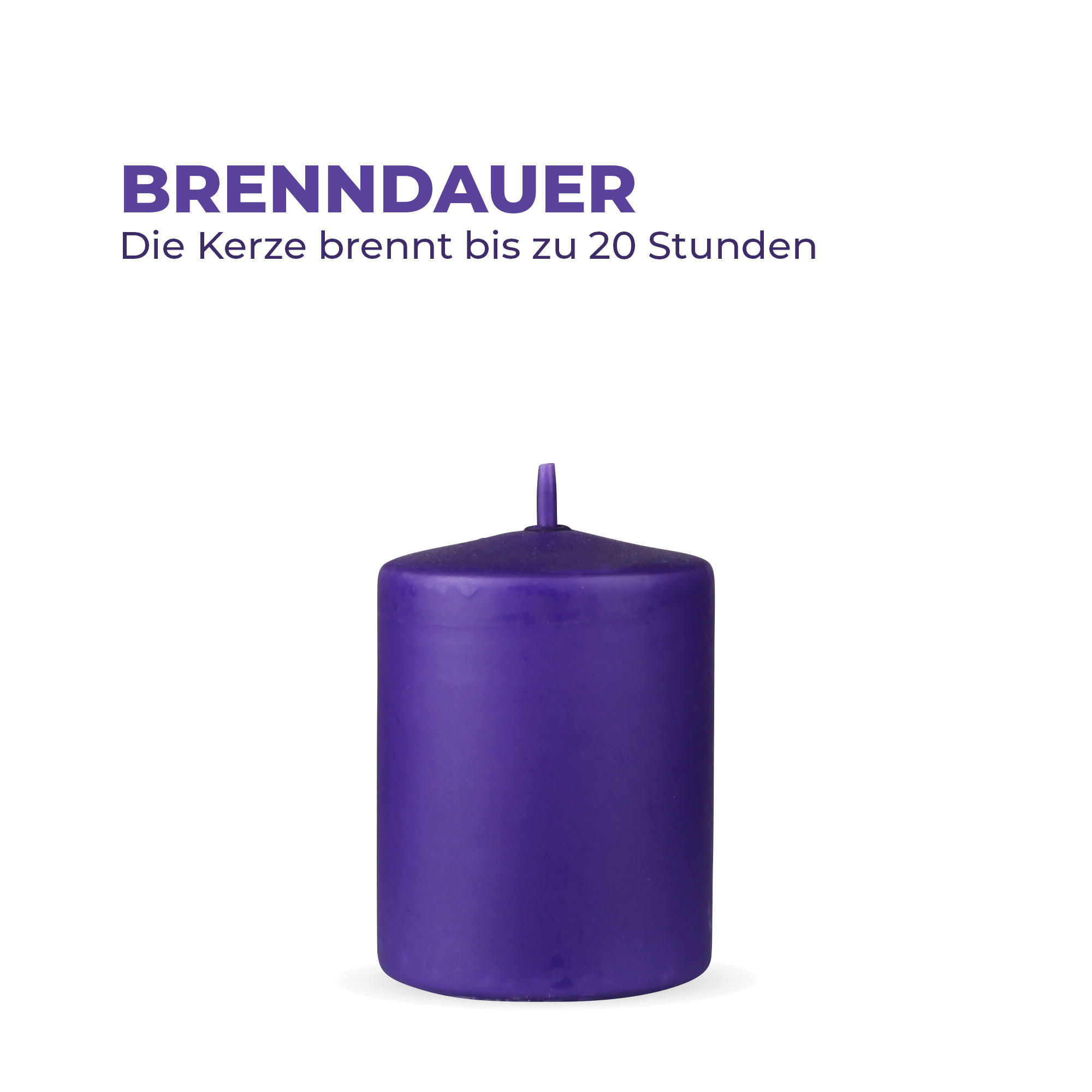 STUMPENKERZEN 4er Pack "Lila", Größe Ø7cm x Höhe: 8 cm - Lila, Naturmaterialien (7/8cm) - Bestlivings