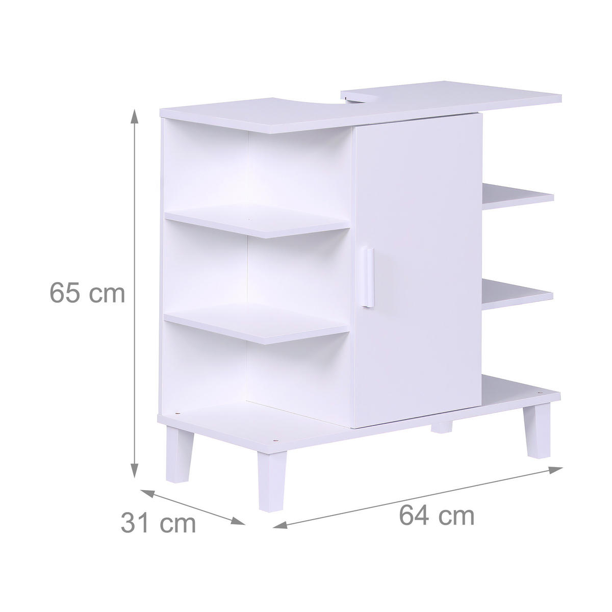 WASCHBECKENUNTERSCHRANK - Weiß, Holzwerkstoff (64/65/31cm) - Relaxdays