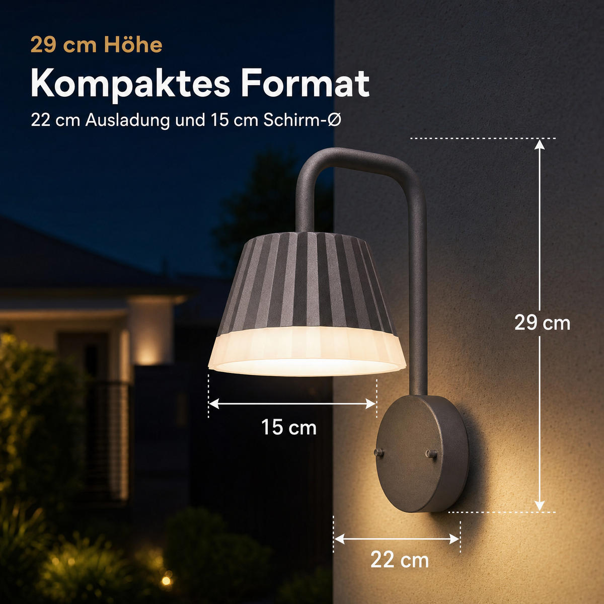 LED-ALUMINIUM-AUSSENWANDLAMPE - stabile Wandleuchte für den Außenbereich mit 4000K Lichtfarbe zur Wandmontage - Weiß, Metall (22/29/15cm) - Northpoint