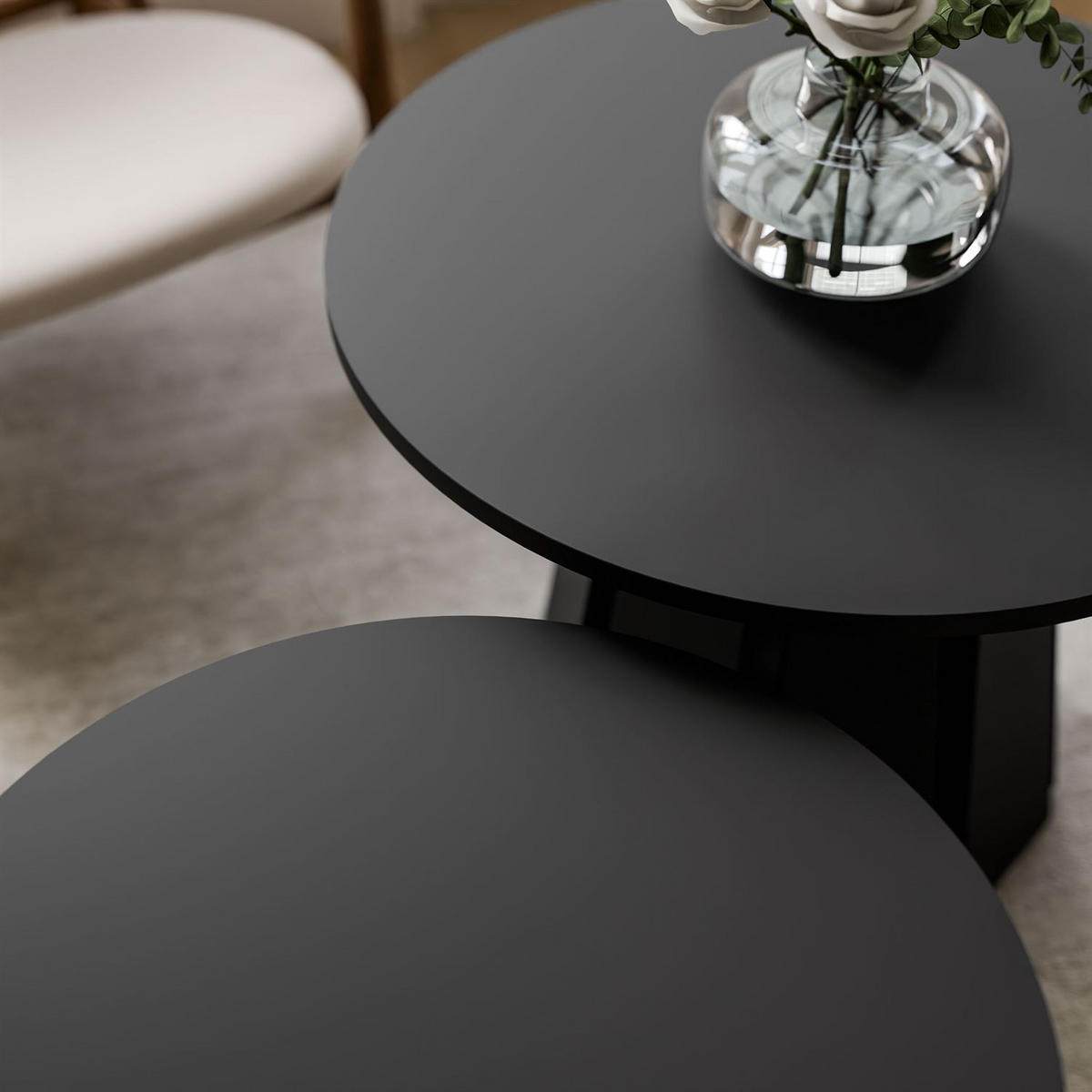 COUCHTISCHSET SILVA 2in1, Schwarz - Schwarz, Holzwerkstoff (67/67/51cm) - Lookway