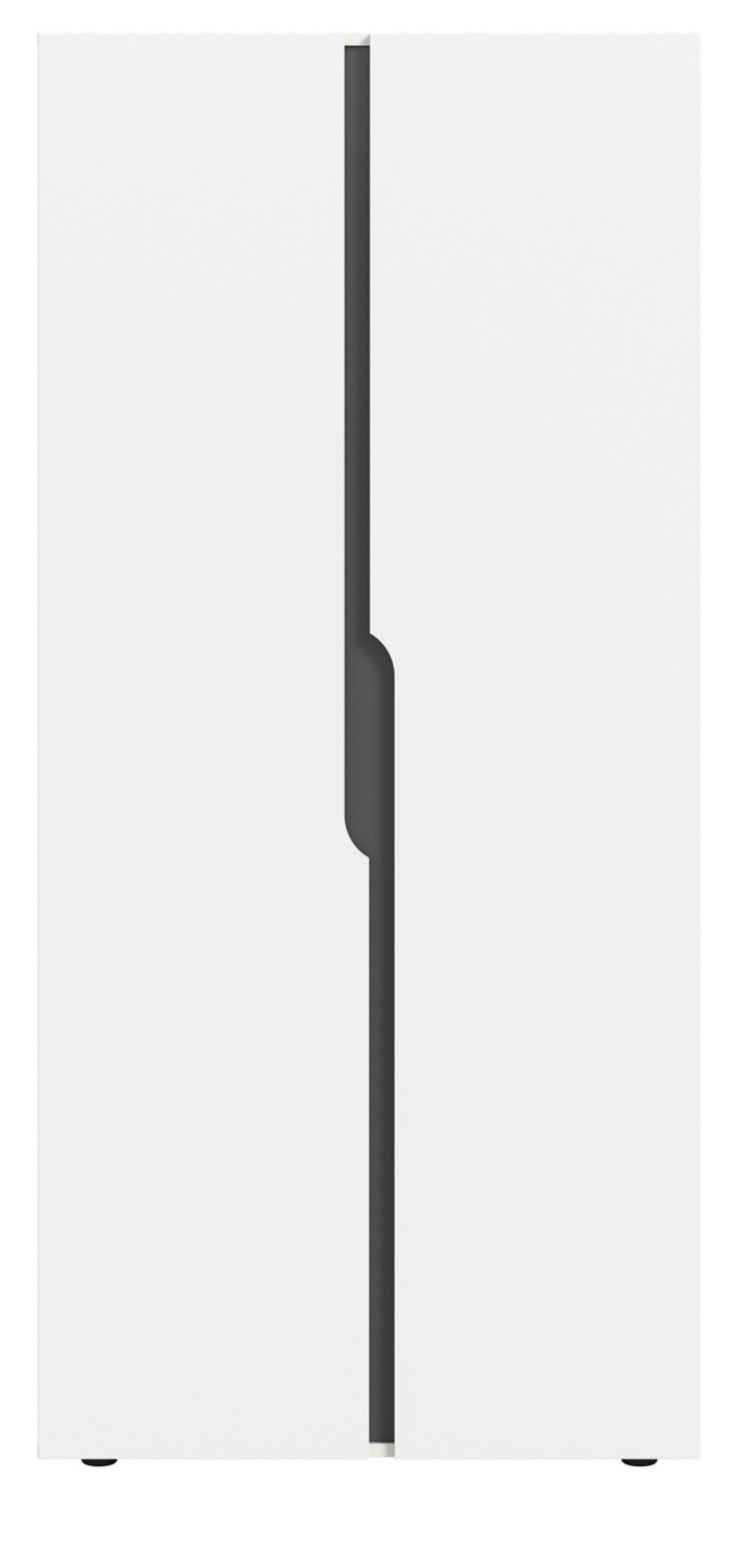 KLEIDERSCHRANK weiß, grau 81 x 176 cm, Drehtürenschrank 2-türig - Schwarz/Weiß, Holzwerkstoff/Kunststoff (81/176/51cm) - Inn.Furn