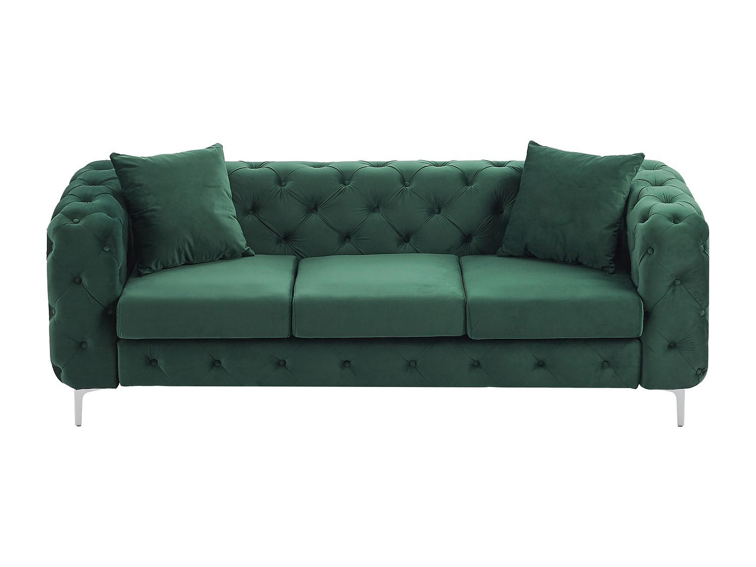 SOFA - 3 Personen - samt - grün Edwina - Grün, Textil/Metall (220/76/91cm) - Vente-Unique
