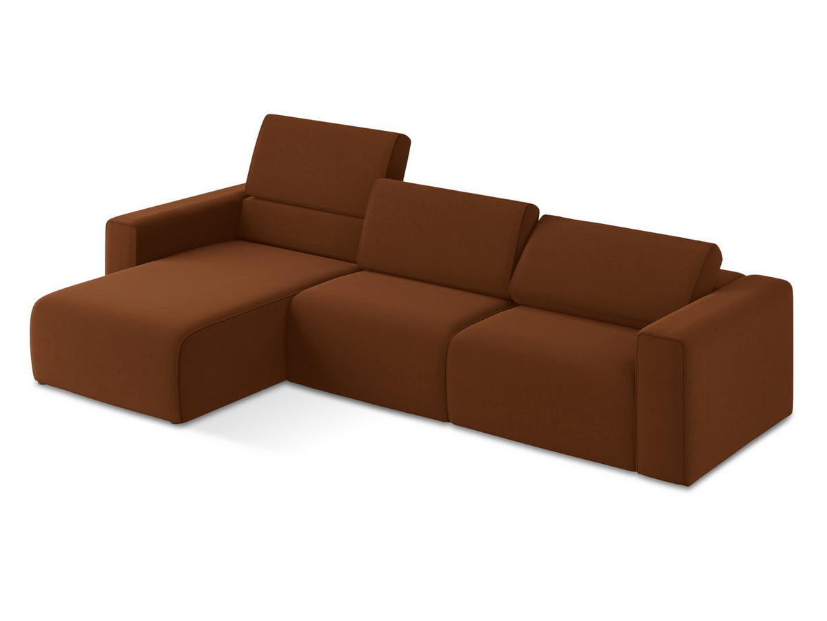 ECKSOFA Links Samt Stoff Orange - Rot/Terra cotta, Kunststoff/Textil (167/314cm) - Makamii