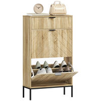 SCHUHSCHRANK DE-15035 1 Schublade und 2 Klapptüren für 8 Paar Schuhe Eiche - Eichefarben, Holzwerkstoff (60/105.5/24cm) - ComfortXL
