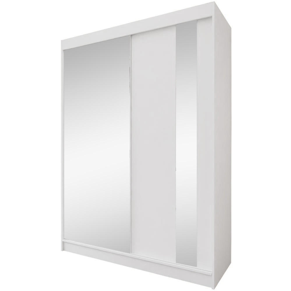 SCHWEBETÜRENSCHRANK Gaja 150/216/61 weiß mit Spiegel und Schubladeneinsätze - Weiß, Holzwerkstoff (150/216/61cm) - Beautysofa