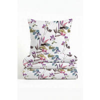 BETTWÄSCHE-GARNITUR Premium Seersucker Frühling viola, 135x200 cm + 80x80 cm - Violett, Textil (135/200cm) - biberna