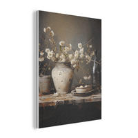 AKUSTIKPANEEL Stilleben - Blumen - Blumenstrauß - Vase - Wein 70x100 cm - Schwarz, Textil (70/0.9/100cm) - MuchoWow
