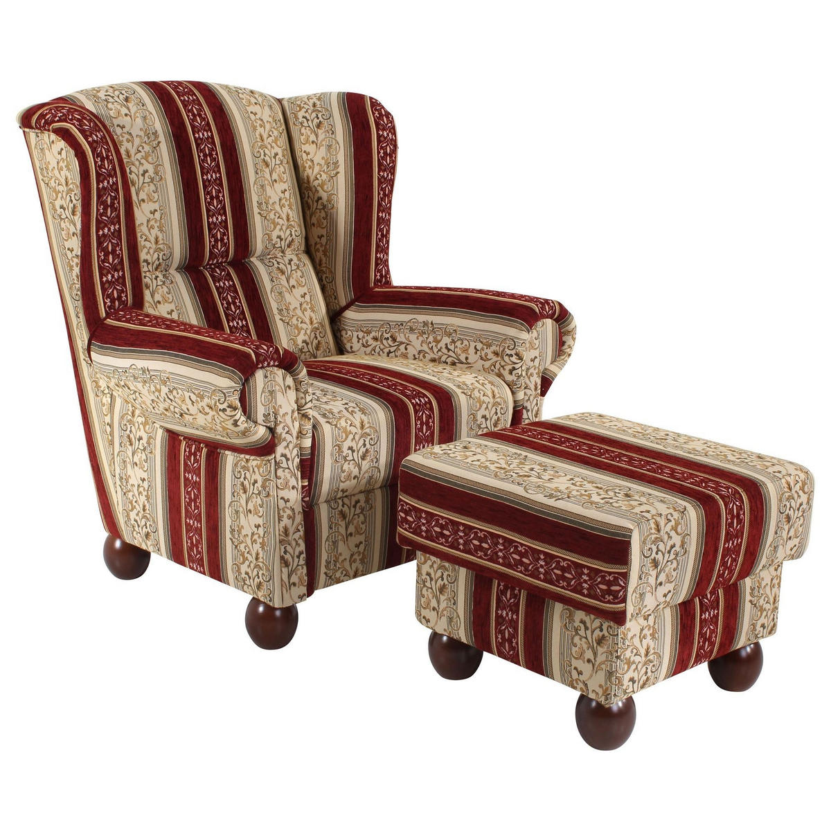 HOCKER Kasha Bezug Chenille Buche nussbaum dunkel / rot - Wengefarben/Rot, Kunststoff (54/48/54cm) - 58aufmkessel