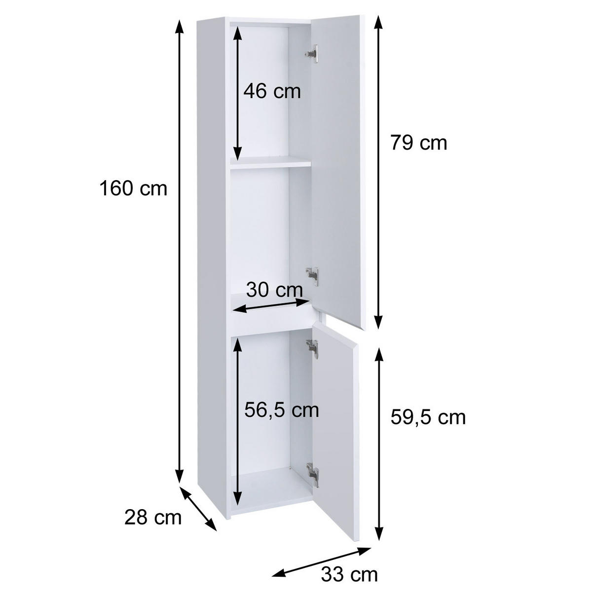 HÄNGESCHRANK Schwarz - Schwarz, Holzwerkstoff (33/160/28cm) - MCW