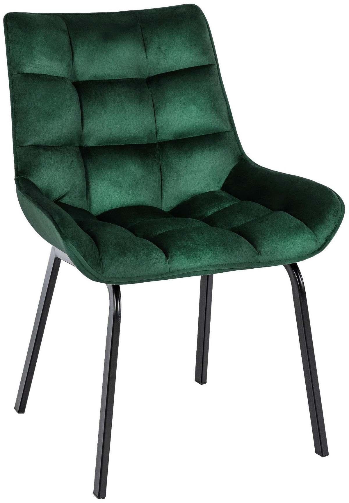 STUHL Samt grün - Schwarz/Grün, Textil/Metall (58/84/57cm) - CLP