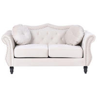 2-SITZER-SOFA Samtstoff Beige Skien - Beige/Schwarz, Textil (166/86/83cm) - Beliani