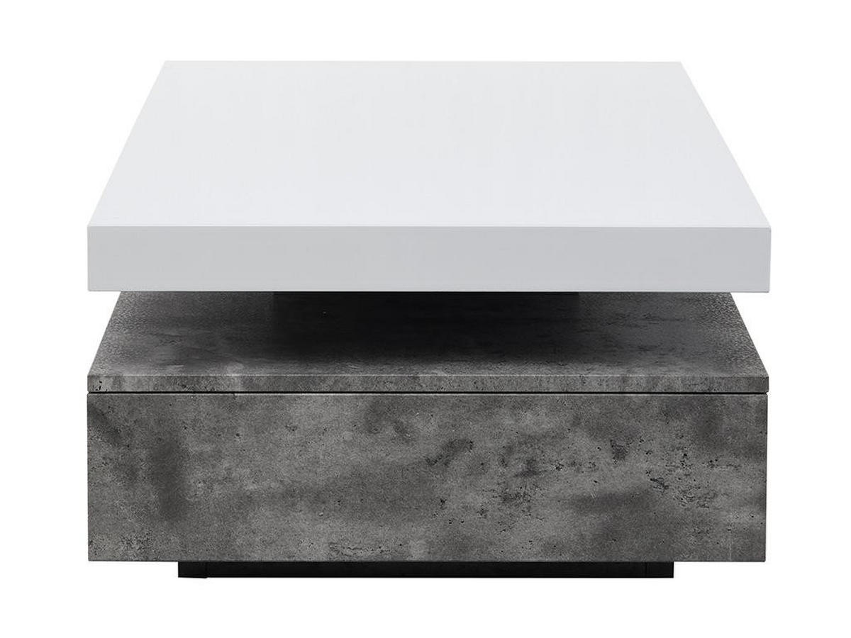COUCHTISCH mit 2 Schubladen - MDF - Beton-Optik & Weiß - FELIX - Grau, Holz (120/60/35cm) - Vente-Unique