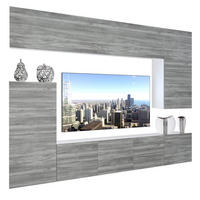 WOHNZIMMERWAND Schrankwand mit LED Glamour Holz - Grau, Holz (250/180/36cm) - B BELINI GROUP