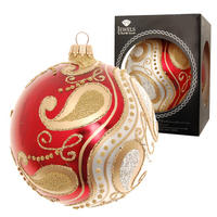 CHRISTBAUMKUGEL Gloria Strassdesign Rot 10cm (Glas / 1 Stk.) - Rot, Glas (10/10/10cm) - Krebs Glas Lauscha