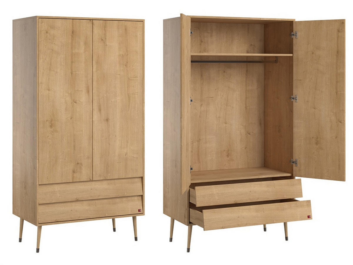 BABYZIMMER Set Bonny - 4-teilig - Eiche - Eichefarben, Holzwerkstoff (100/191/55cm) - QMM TraumMöbel