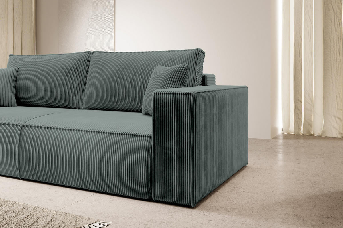 SCHLAFSOFA Farese Grau Cordbezug - Schwarz/Grau, Kunststoff/Textil (257/85/102cm) - Selsey
