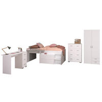 JUGENDZIMMER Milky 11 in Weiß und Grey Loft 4 teilig - Weiß, Holzwerkstoff (120/200/80cm)