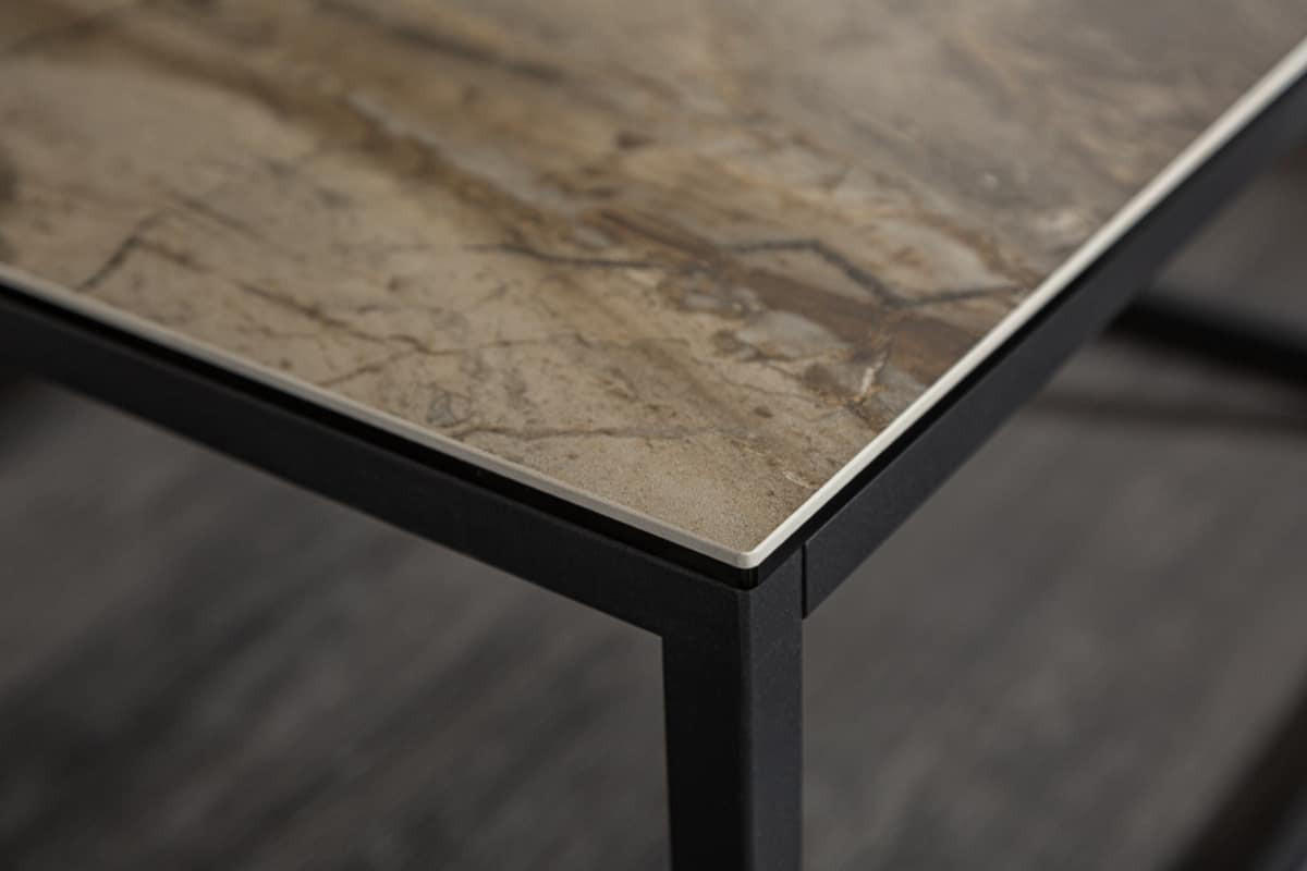 COUCHTISCH SYMBIOSE Marmor rechteckig Braun|Grau|Taupe 75cm - Taupe/Schwarz, Glas/Keramik (75/75/40cm) - riess-ambiente
