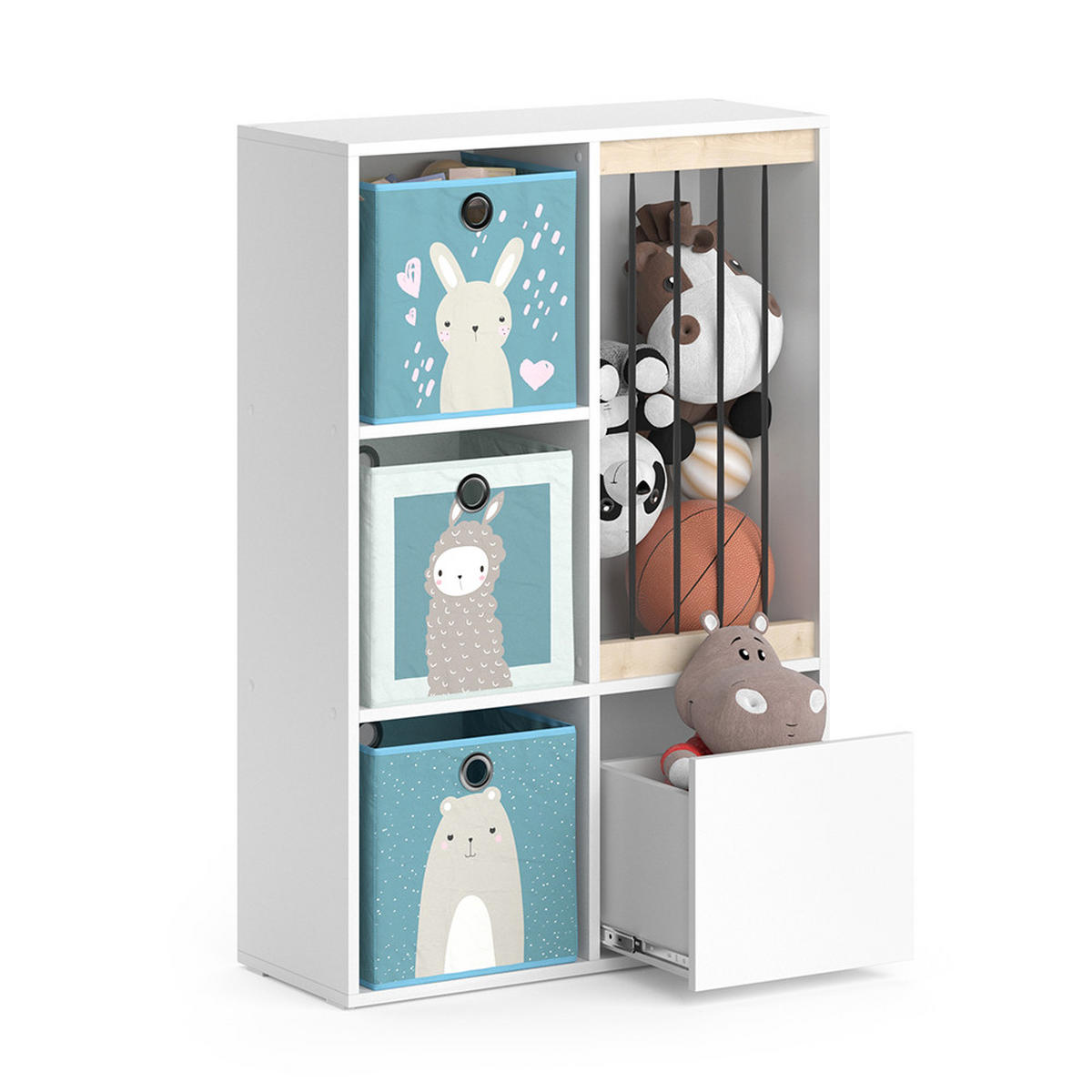 KINDERREGAL Luigi Weiß 72 x 107.8 cm mit 2 Faltboxen opt.6 - Weiß, Holzwerkstoff (29.2/107.8/72cm) - Vicco
