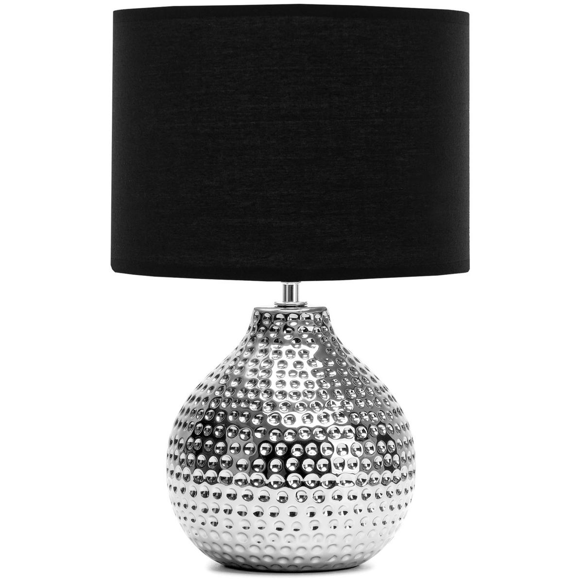 TISCHLAMPE NIPER 2-er Set, Silber/Schwarz - Silberfarben/Schwarz, Keramik/Textil (24/24/38cm) - KONSIMO®