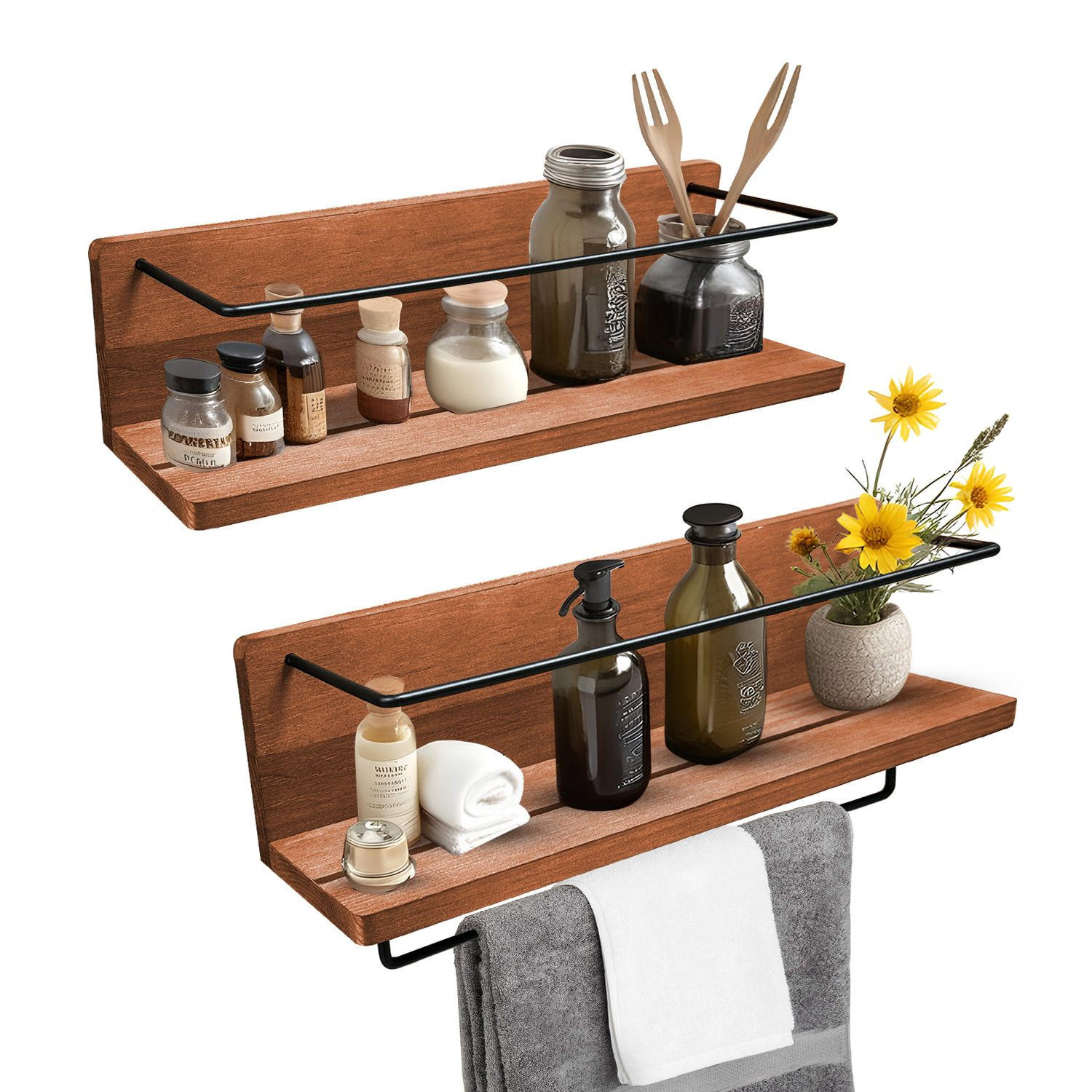 WANDREGAL KIM Massivholz 2er-Set - Braun, Holz (10/10/40cm) - Mein-Regal