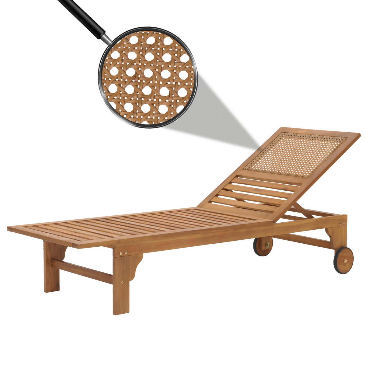 SONNENLIEGE Akazie Dekor - Akaziefarben, Holz (66/110/201cm) - MCW