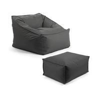 SITZSACK Der Sunnyboy mit Hocker - Schwarz, Textil (73/60/138cm) - Mokebo