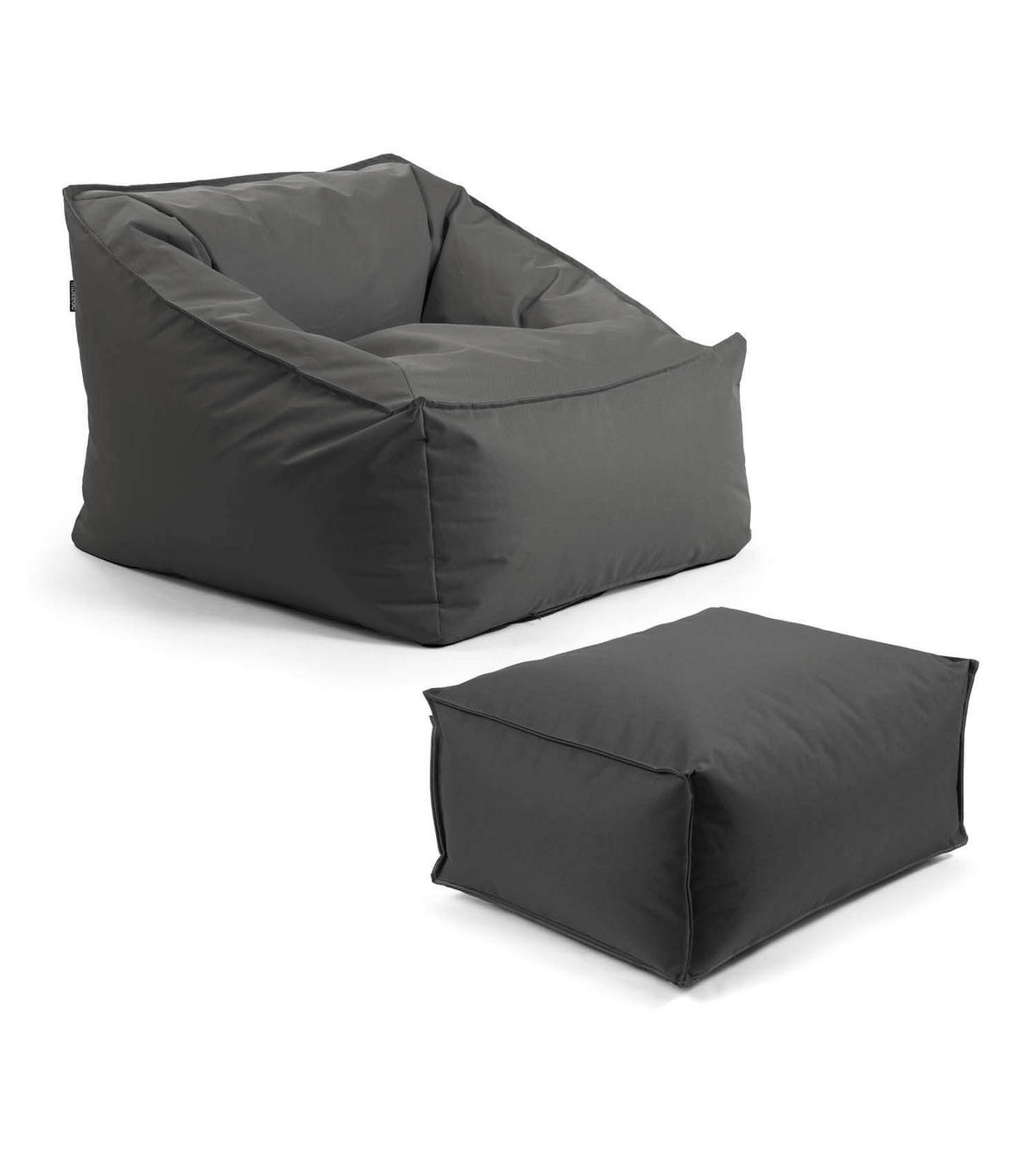 SITZSACK Der Sunnyboy mit Hocker - Schwarz, Textil (73/60/138cm) - Mokebo