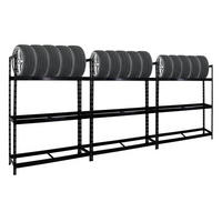REIFENREGAL Tiger XL 3er-Set mit 3x 200x150x45 cm 300 kg Fachlast bis zu 54 Reifen Schwarz - Schwarz, Metall (450/200/45cm) - PROREGAL