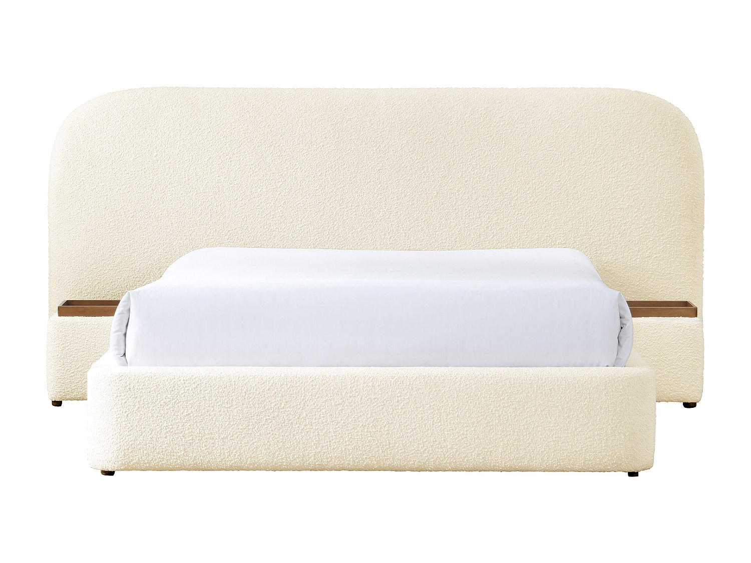 BETT mit Bettkasten - 2 Personen - Stoff - Weiß - Weiß, Textil (180/200cm) - Vente-Unique