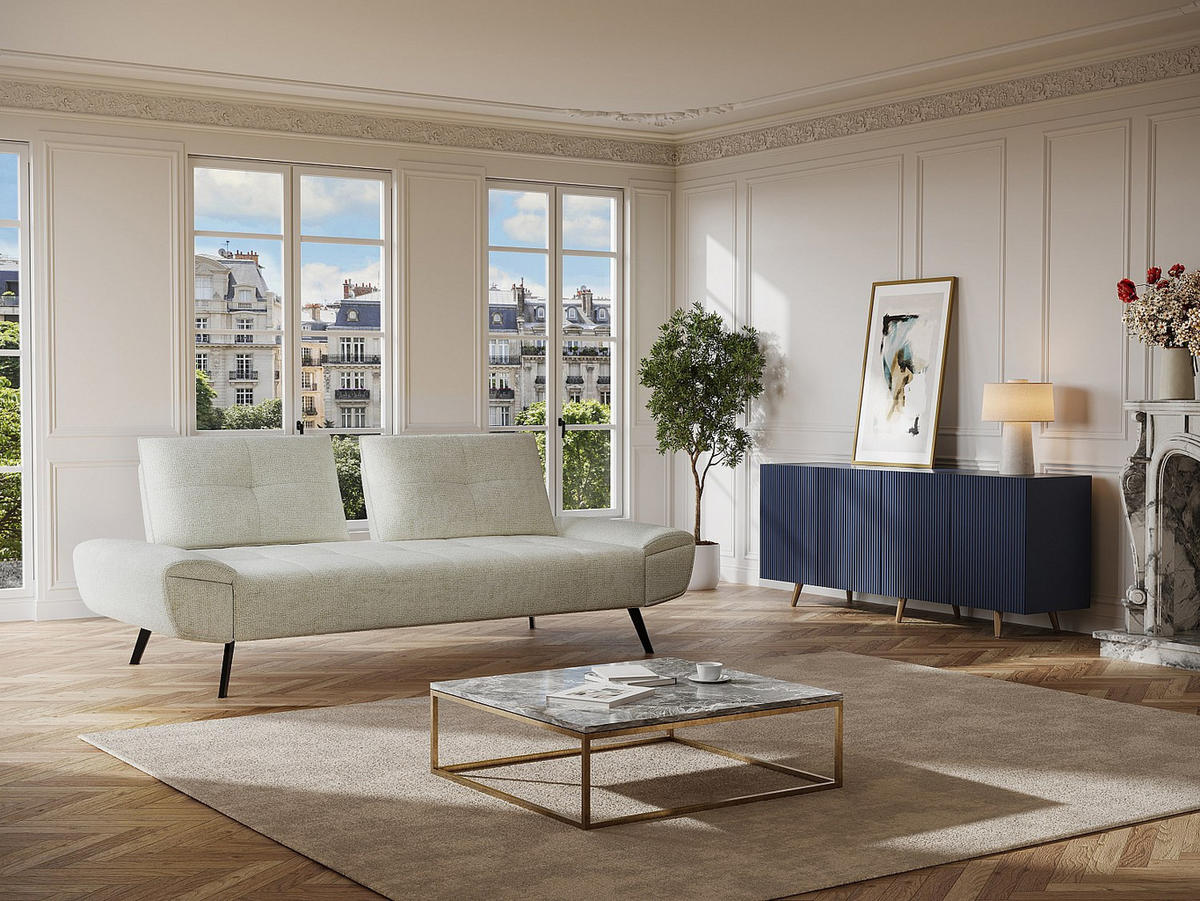 SOFA - 3 Personen - stoff - weiß Kelopa - Weiß, Textil/Metall (231/88/130cm) - Vente-Unique