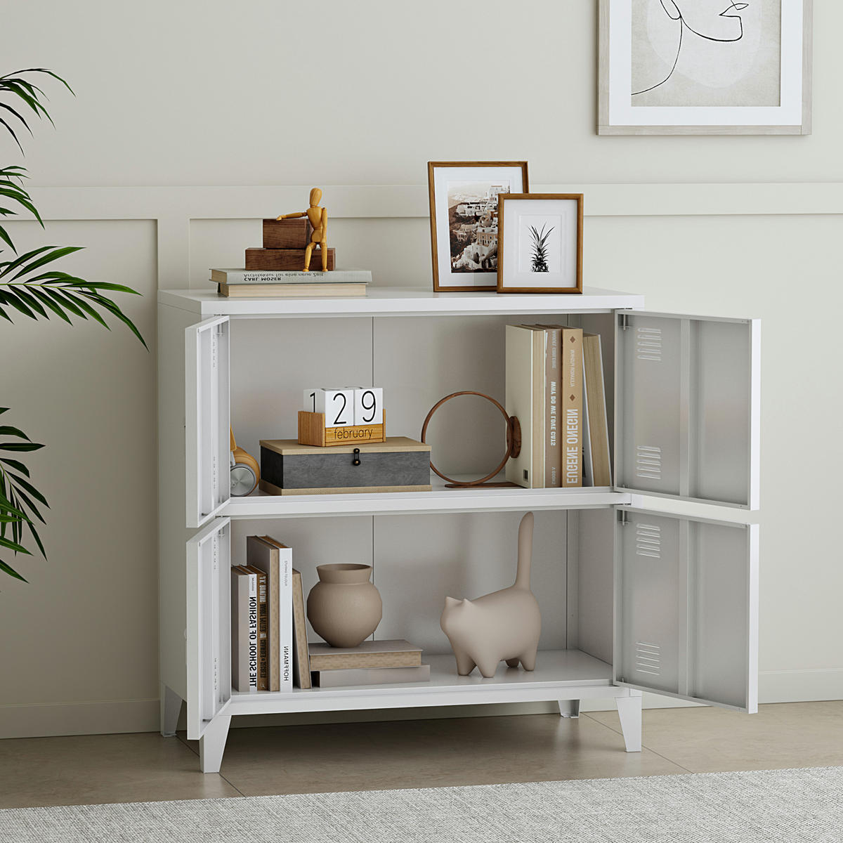 BÜROSCHRANK Hamina - Weiß, Metall (80/82/40cm) - [en.casa]