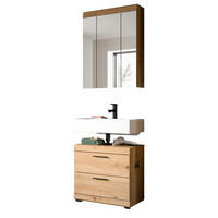 BADMÖBEL-SET Eiche Artisan 60 x 191 cm 2-teilig, Badkombination modernes Design - Schwarz/Eiche Artisan, Glas/Holzwerkstoff (60/191/34cm) - Inn.Furn