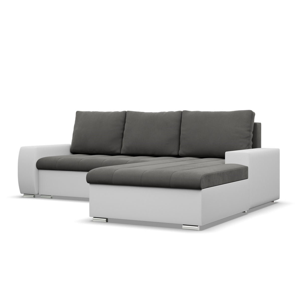 ECKSOFA MIT SCHLAFFUNKTION AURORA RECHTS, Dunkelgrau + Grau - Dunkelgrau/Hellgrau, Textil (243/200cm)