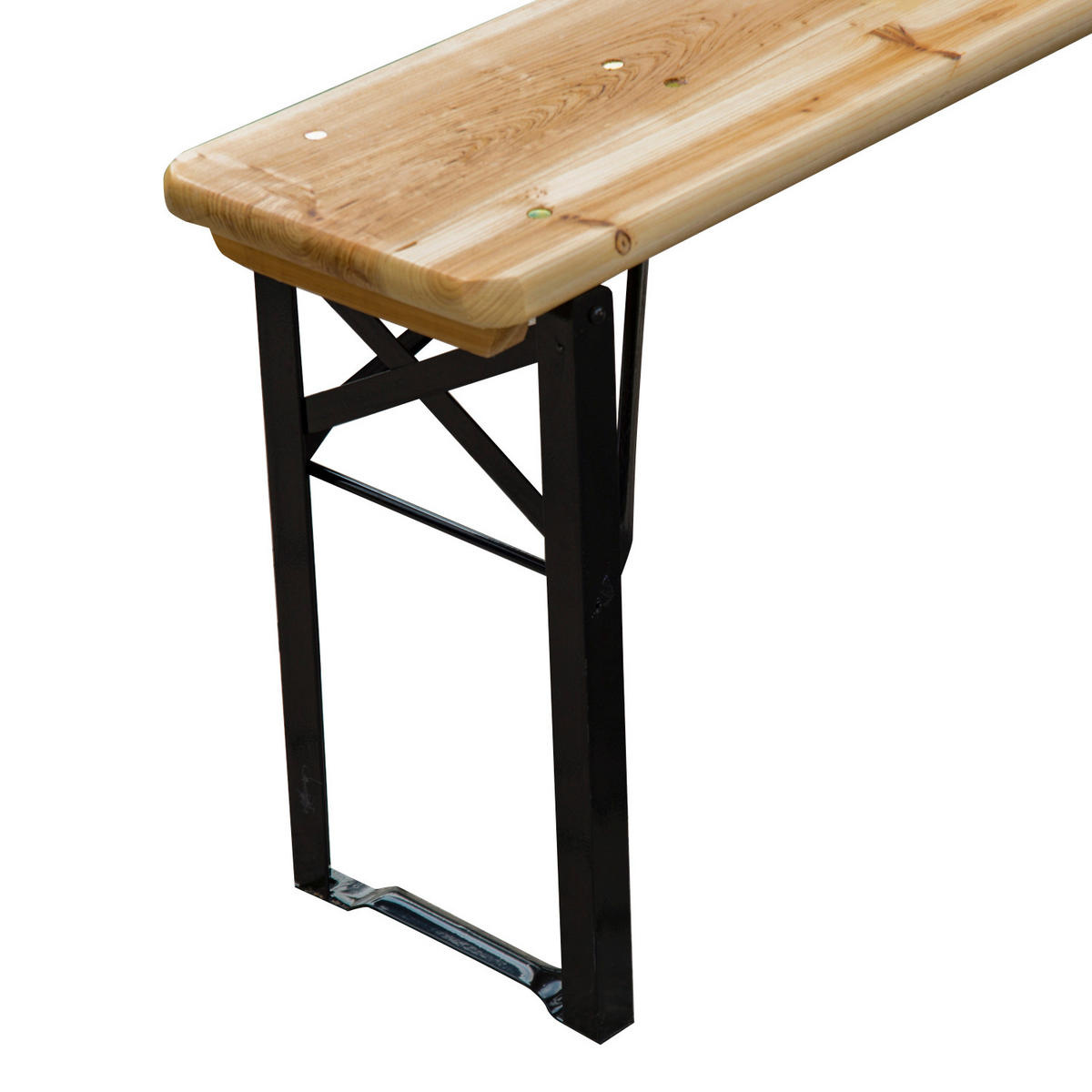 GARTENTISCH-SET DE-14074 klappbar, mit 2 Bänken Schwarz - Naturfarben, Holz - ComfortXL