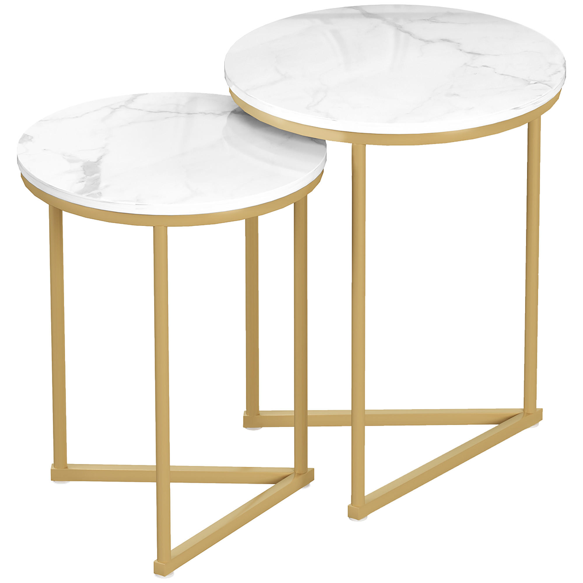 SIDOBORD, 2-set, MDF och stål, guld - Guldfärgad, Metall (45/45/55cm) - HOMCOM