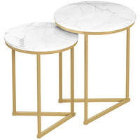 SIDOBORD, 2-set, MDF och stål, guld - Guldfärgad, Metall (45/45/55cm) - HOMCOM
