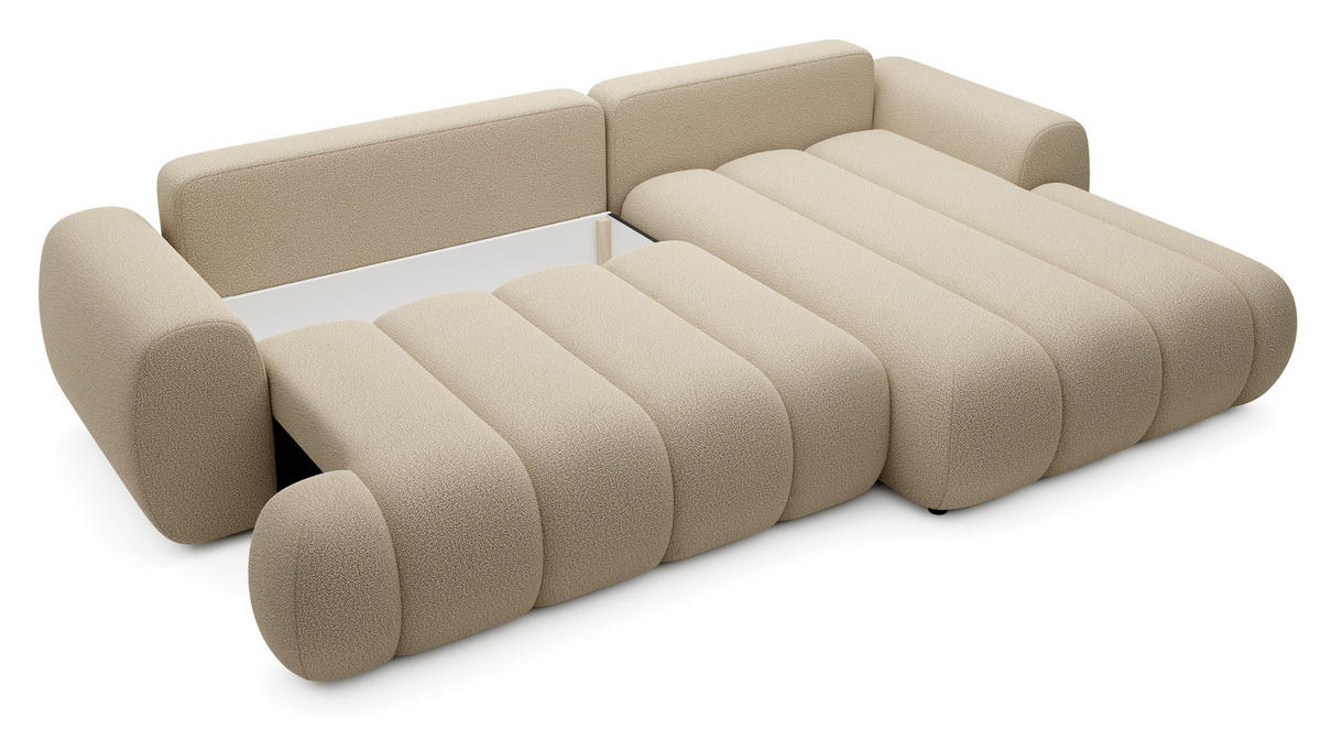 ECKSOFA mit Bettkasten Puro 270 cm, Rechts, Beige - Beige, Holz (168/272cm) - Emporius