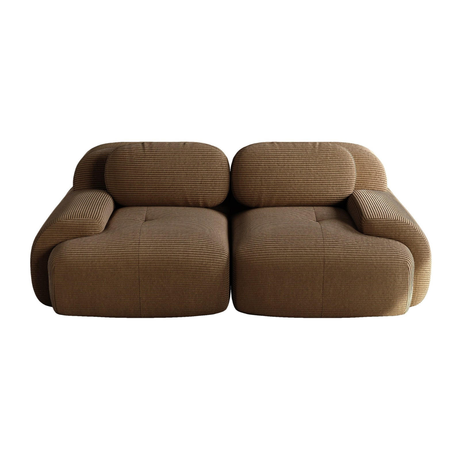 SOFA Loveseat mit gebogenen Armlehnen und rutschfester Unterseite, Braun - Braun, Textil (138/70/103cm) - Kaket