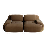 SOFA Loveseat mit gebogenen Armlehnen und rutschfester Unterseite, Braun - Braun, Textil (138/70/103cm) - Kaket