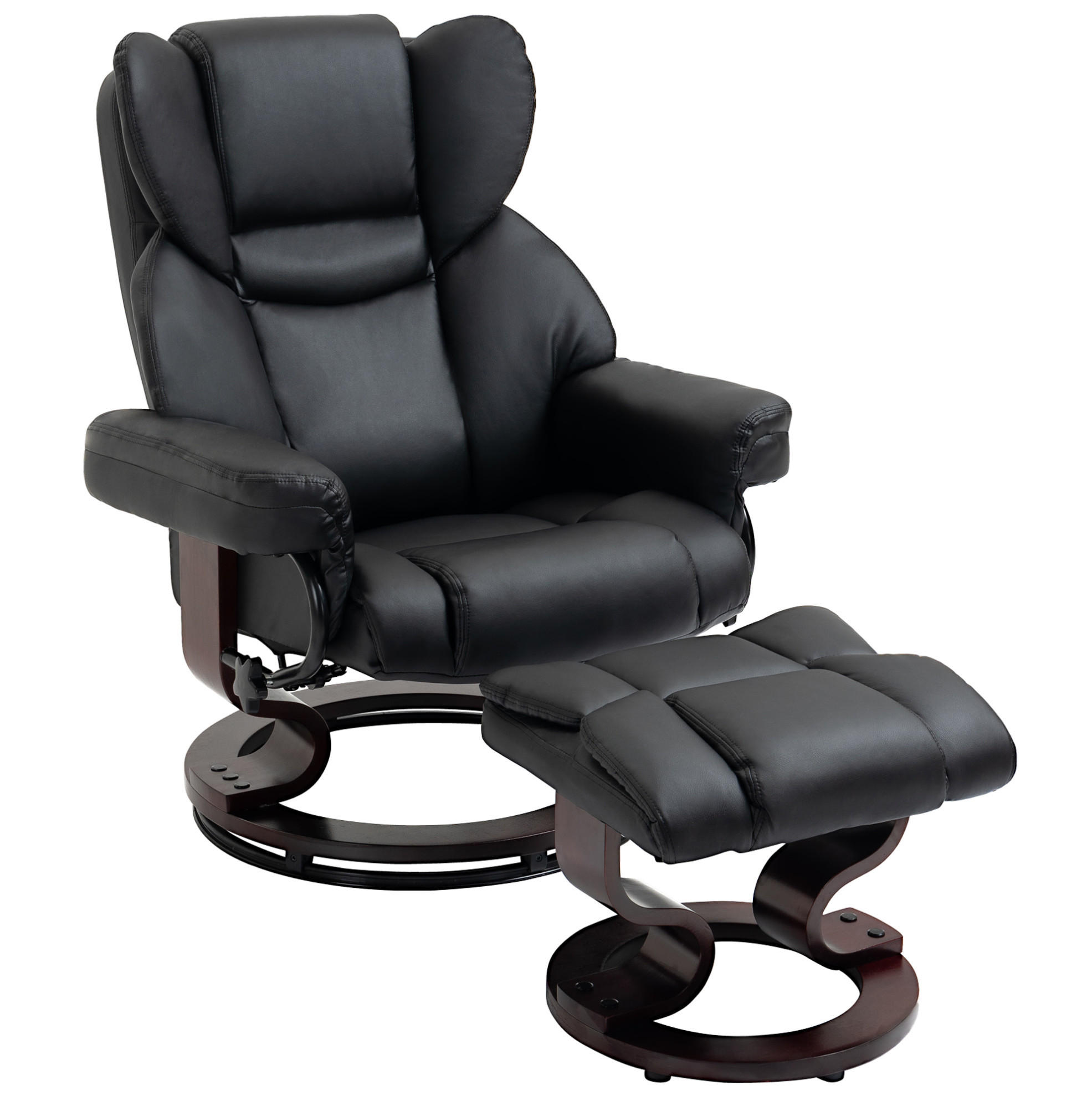 RELAXSESSEL-SET mit Hocker Kunstleder, 360° drehbar 80/79/100 cm Schwarz - Schwarz, Metall (79/100/80cm) - Redom