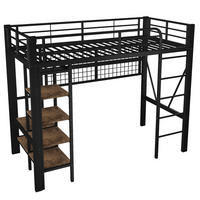 HOCHBETT 90/200 cm DE-04991, mit LED-Lichtleiste und Aufbewahrung in Schwarz - Schwarz, Metall (90/200cm) - ComfortXL