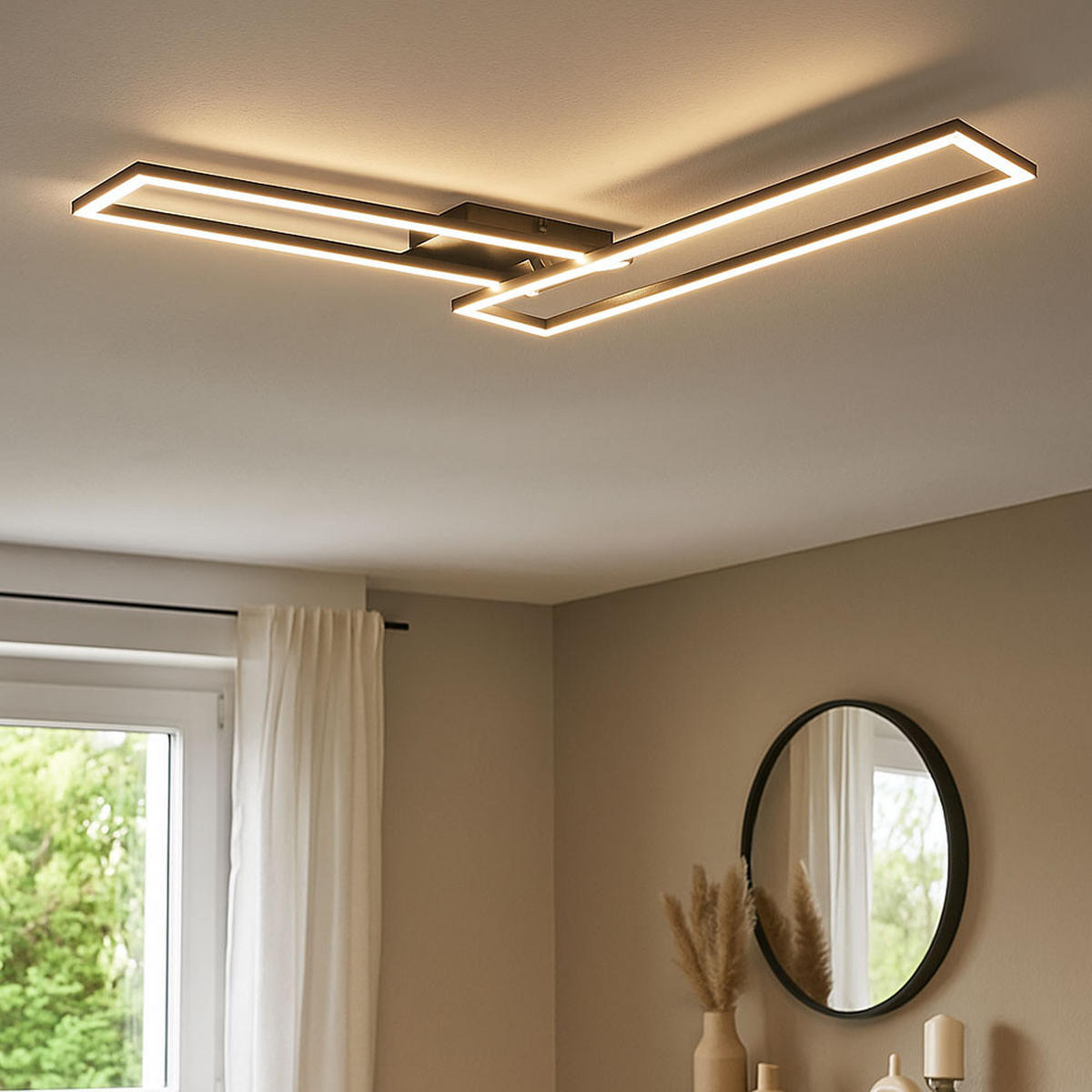 LED DECKENLEUCHTE Schwarz beweglich - Schwarz, Metall (102/60/7.3cm)