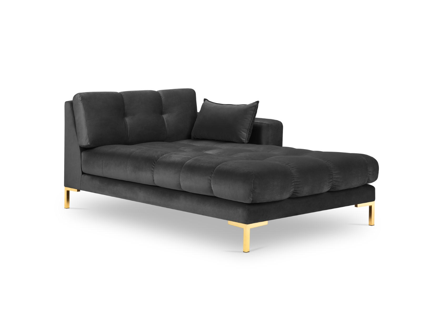 CHAISELONGUE rechts Mamaia aus Samt dunkelgrau - Dunkelgrau, Textil (102/75/185cm) - Micadoni