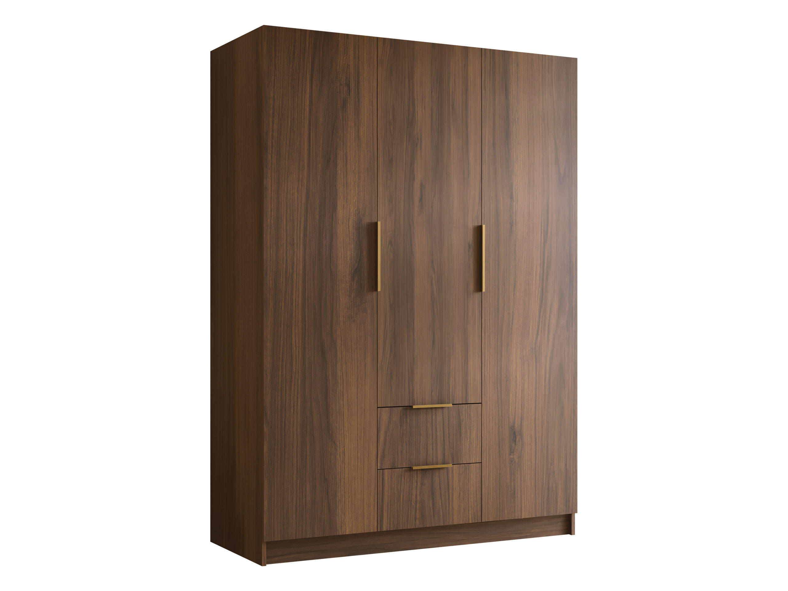 KLEIDERSCHRANK Calwi I - Goldfarben/Nussbaumfarben, Holzwerkstoff/Kunststoff (150/216/60cm) - MIRJAN24