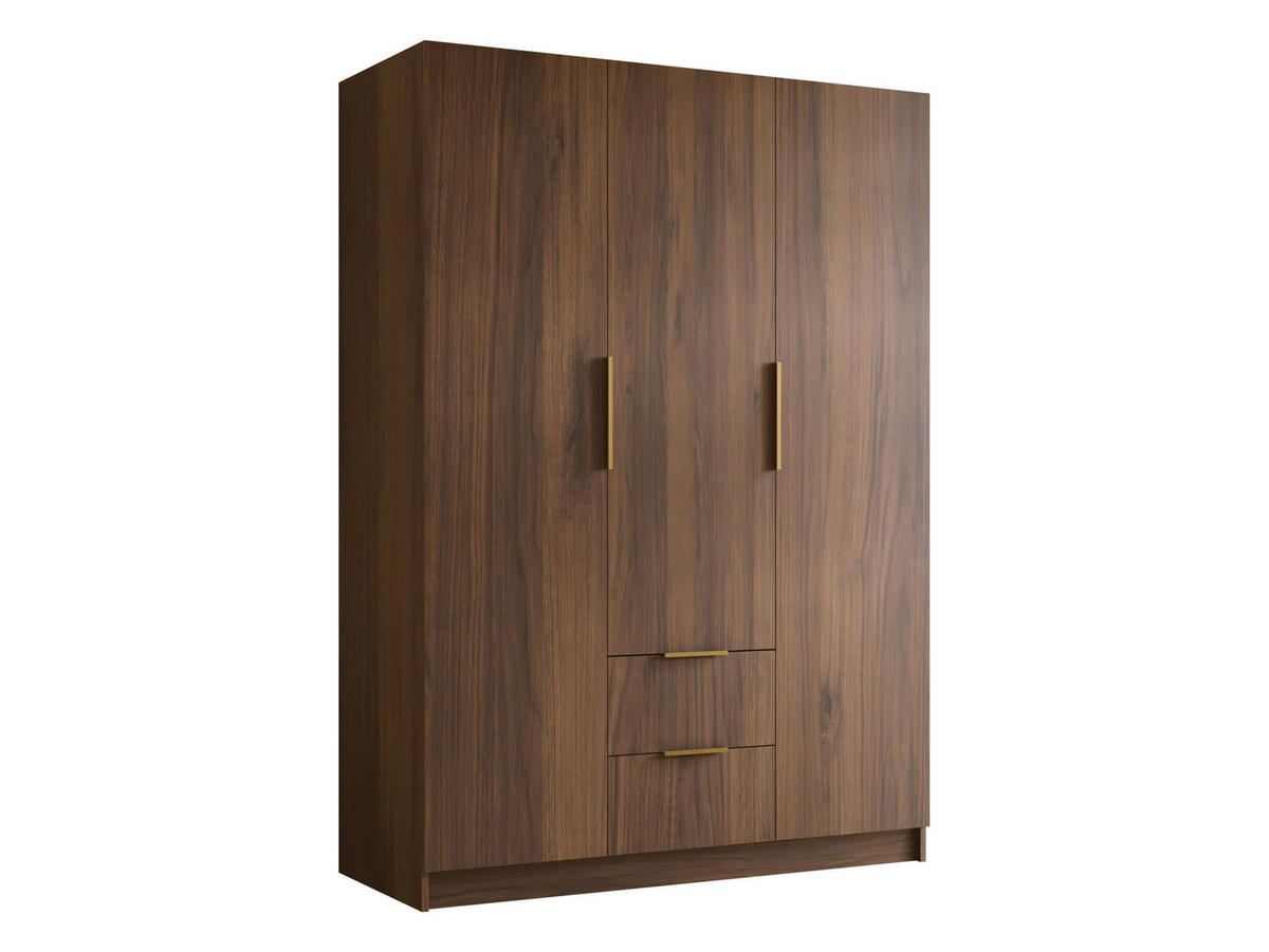 KLEIDERSCHRANK Calwi I - Goldfarben/Nussbaumfarben, Holzwerkstoff/Kunststoff (150/216/60cm) - MIRJAN24