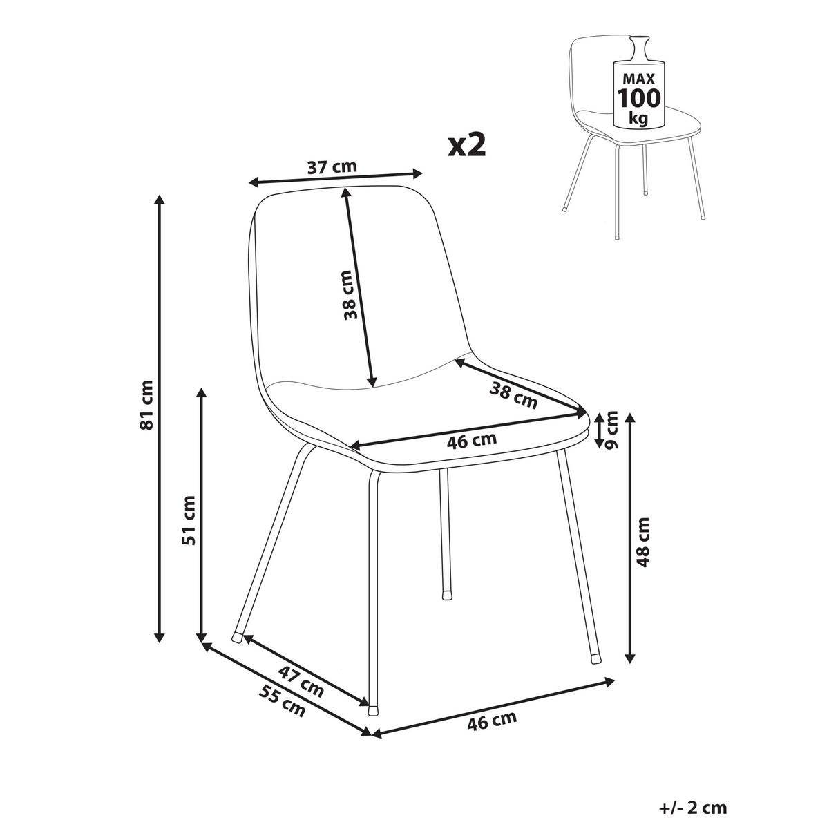 ESSZIMMERSTUHL 2er-Set Hellgrau Lorida - Hellgrau, Textil (46/81/55cm) - Beliani