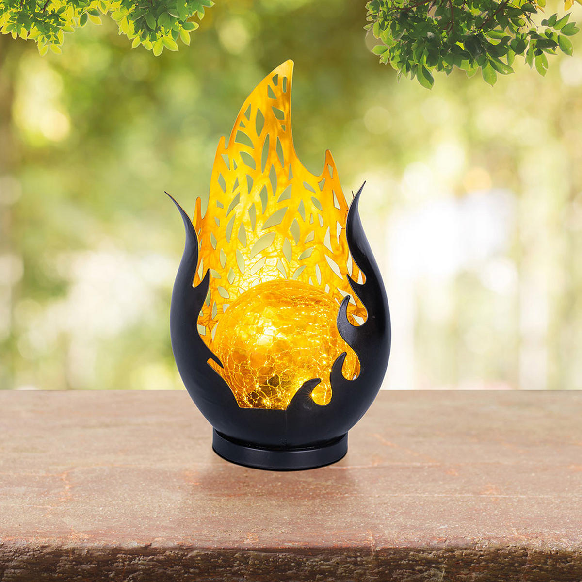 LED AUSSENLEUCHTE Metall Schwarz Gold - Schwarz, Glas (16.5/12.5/26.5cm) - Globo Lighting