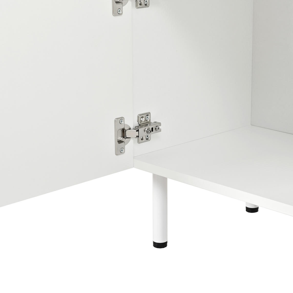 TV-SCHRANK Weiß 170/35/50 cm, 4 Türen, Push-to-Open, Metallfüße - Weiß, Holzwerkstoff (170/50/35cm) - PANGIVO