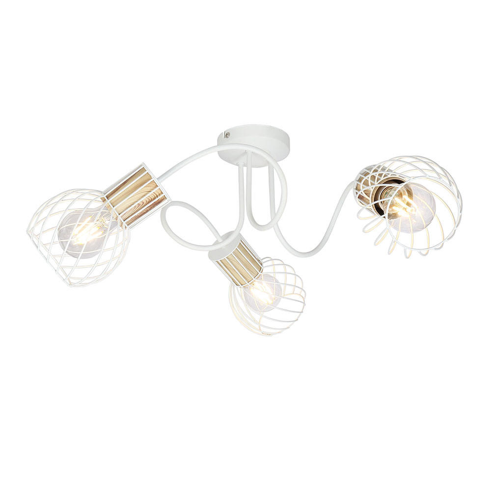 LED DECKENLEUCHTE Gitteroptik Weiß - Weiß, Holz (60/60/24cm) - Globo Lighting